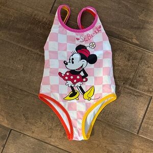 Girls Minnie Mouse Pink checkered Swimsuit St. Barth